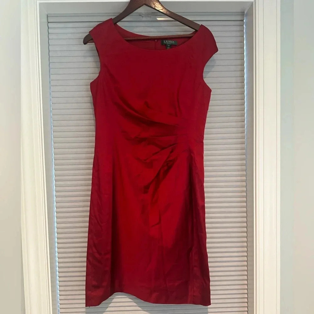Lauren Ralph Lauren red satin cocktail dress